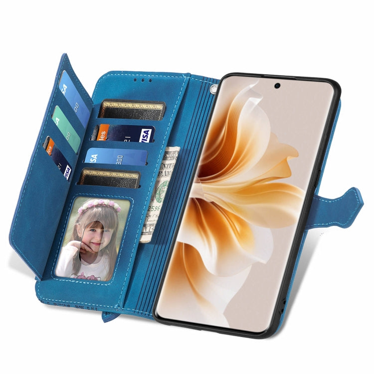 For OPPO Reno11 Pro 5G Embossed Flower Zipper Leather Phone Case