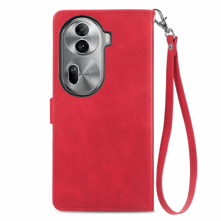 For OPPO Reno11 Pro 5G Embossed Flower Zipper Leather Phone Case
