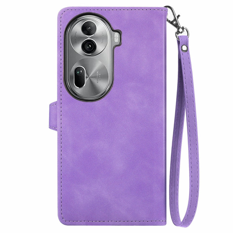 For OPPO Reno11 Pro 5G Embossed Flower Zipper Leather Phone Case