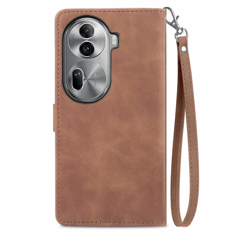 For OPPO Reno11 Pro 5G Embossed Flower Zipper Leather Phone Case