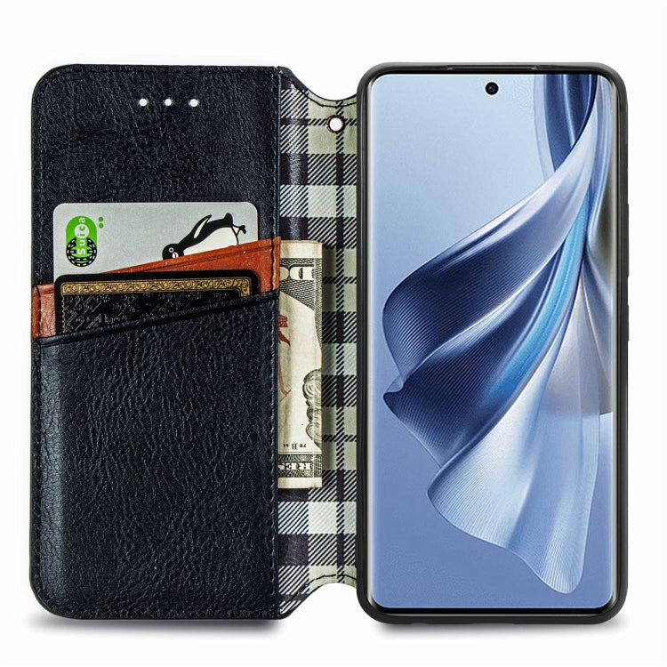 For OPPO Reno10 Global / 10 Pro Global Cubic Grid Pressed Magnetic Leather Phone Case