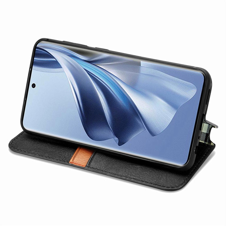 For OPPO Reno10 Global / 10 Pro Global Cubic Grid Pressed Magnetic Leather Phone Case