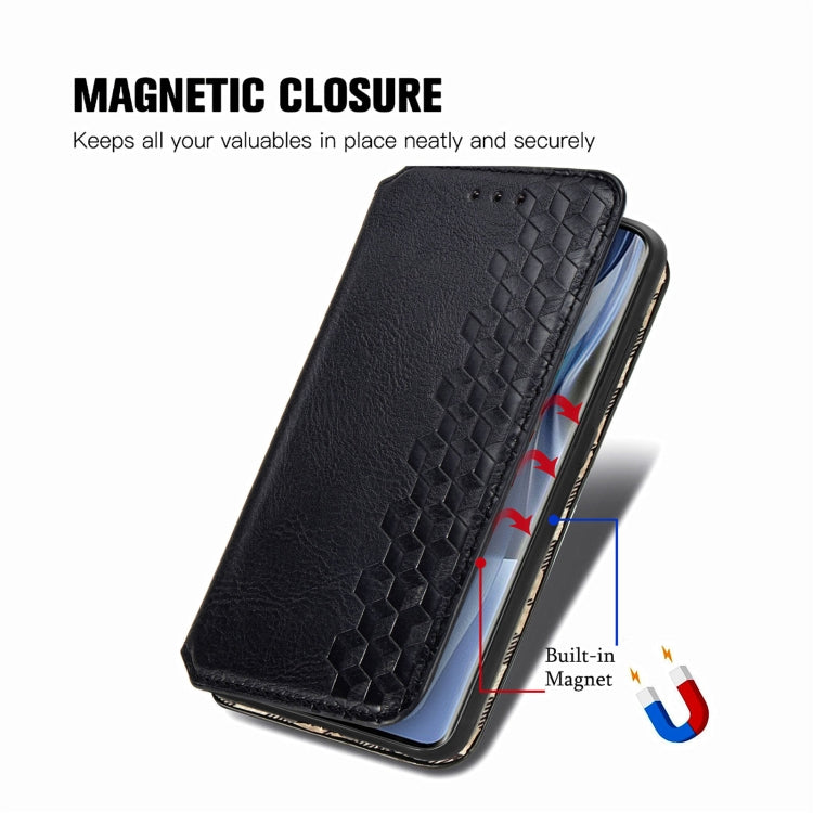 For OPPO Reno10 Global / 10 Pro Global Cubic Grid Pressed Magnetic Leather Phone Case