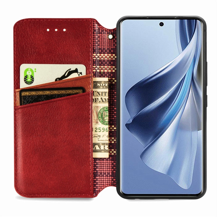 For OPPO Reno10 Global / 10 Pro Global Cubic Grid Pressed Magnetic Leather Phone Case