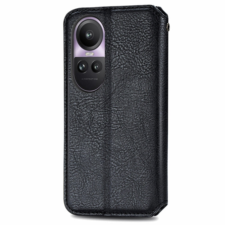 For OPPO Reno10 Pro EU Cubic Grid Pressed Magnetic Leather Phone Case