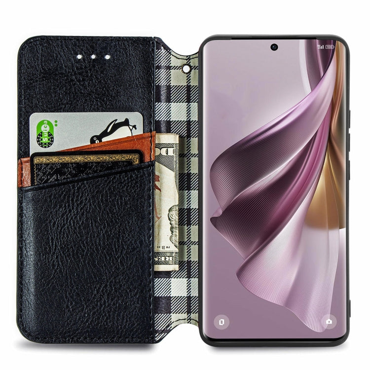 For OPPO Reno10 Pro EU Cubic Grid Pressed Magnetic Leather Phone Case