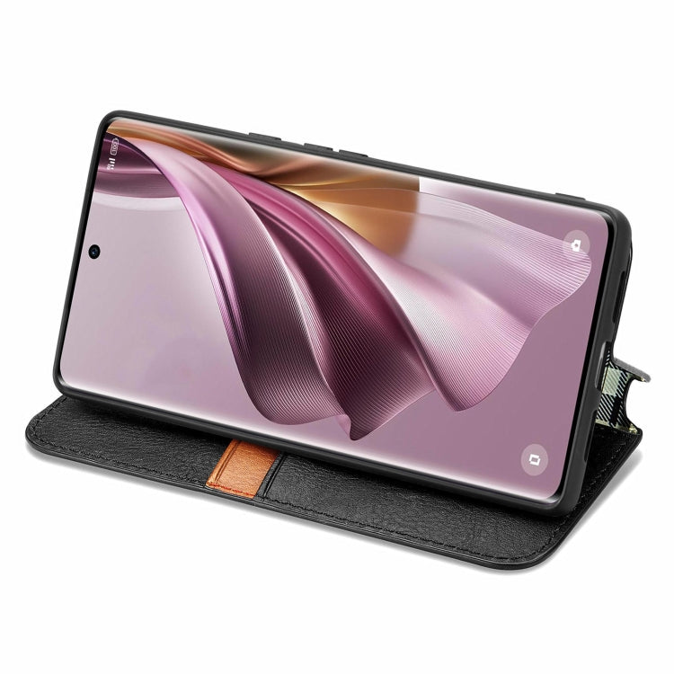 For OPPO Reno10 Pro EU Cubic Grid Pressed Magnetic Leather Phone Case