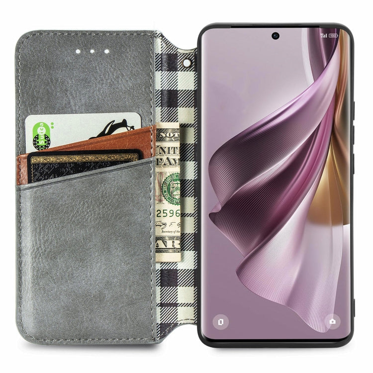 For OPPO Reno10 Pro EU Cubic Grid Pressed Magnetic Leather Phone Case