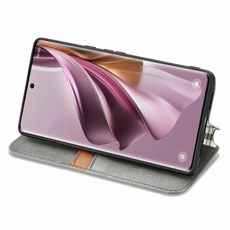 For OPPO Reno10 Pro EU Cubic Grid Pressed Magnetic Leather Phone Case