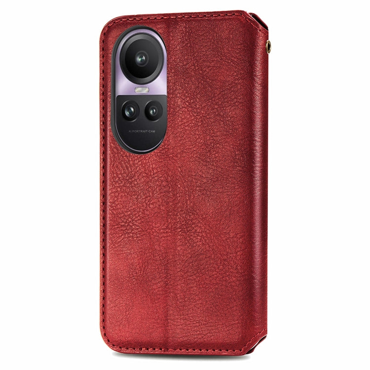 For OPPO Reno10 Pro EU Cubic Grid Pressed Magnetic Leather Phone Case