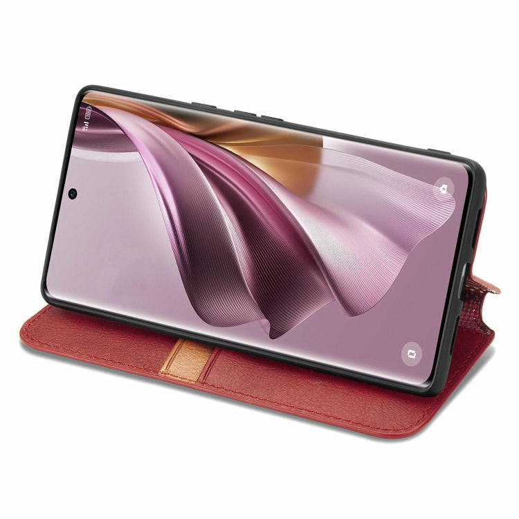 For OPPO Reno10 Pro EU Cubic Grid Pressed Magnetic Leather Phone Case