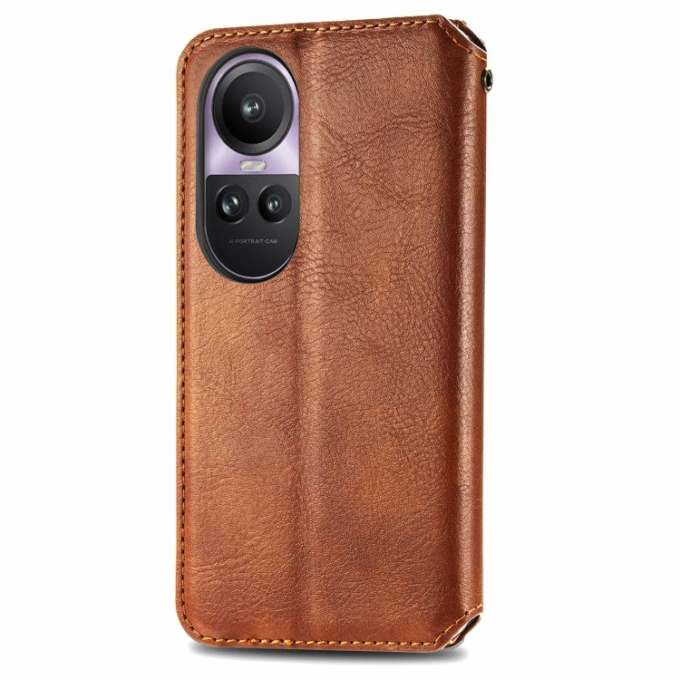 For OPPO Reno10 Pro EU Cubic Grid Pressed Magnetic Leather Phone Case
