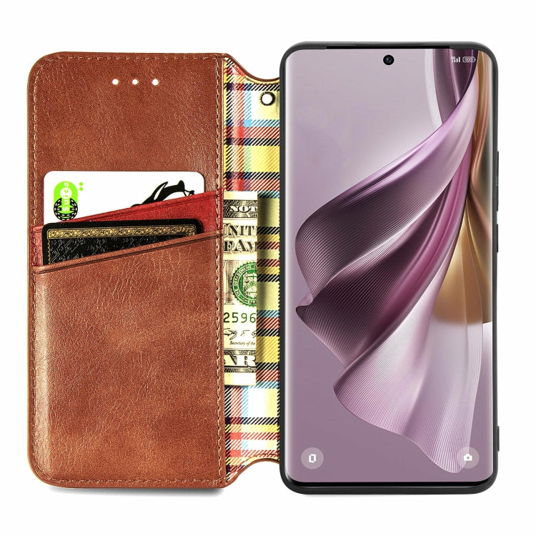 For OPPO Reno10 Pro EU Cubic Grid Pressed Magnetic Leather Phone Case