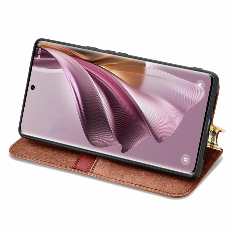 For OPPO Reno10 Pro EU Cubic Grid Pressed Magnetic Leather Phone Case