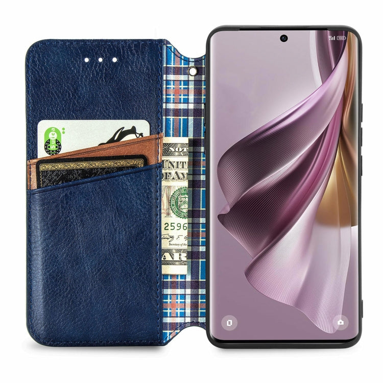 For OPPO Reno10 Pro EU Cubic Grid Pressed Magnetic Leather Phone Case