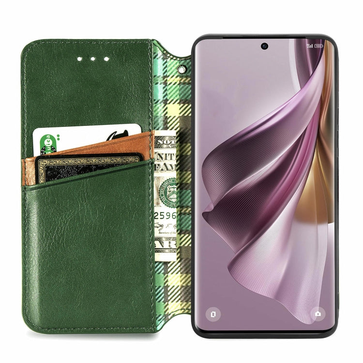 For OPPO Reno10 Pro EU Cubic Grid Pressed Magnetic Leather Phone Case