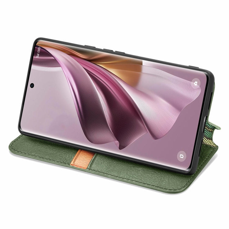 For OPPO Reno10 Pro EU Cubic Grid Pressed Magnetic Leather Phone Case