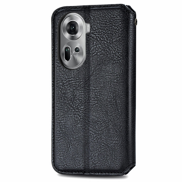 For OPPO Reno11 5G EU Cubic Grid Pressed Magnetic Leather Phone Case