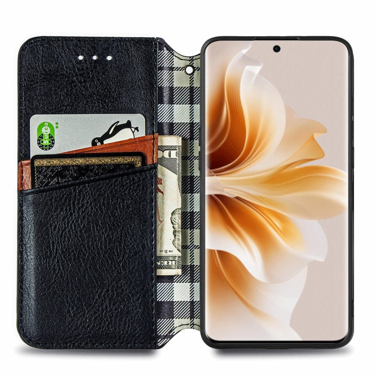 For OPPO Reno11 5G EU Cubic Grid Pressed Magnetic Leather Phone Case