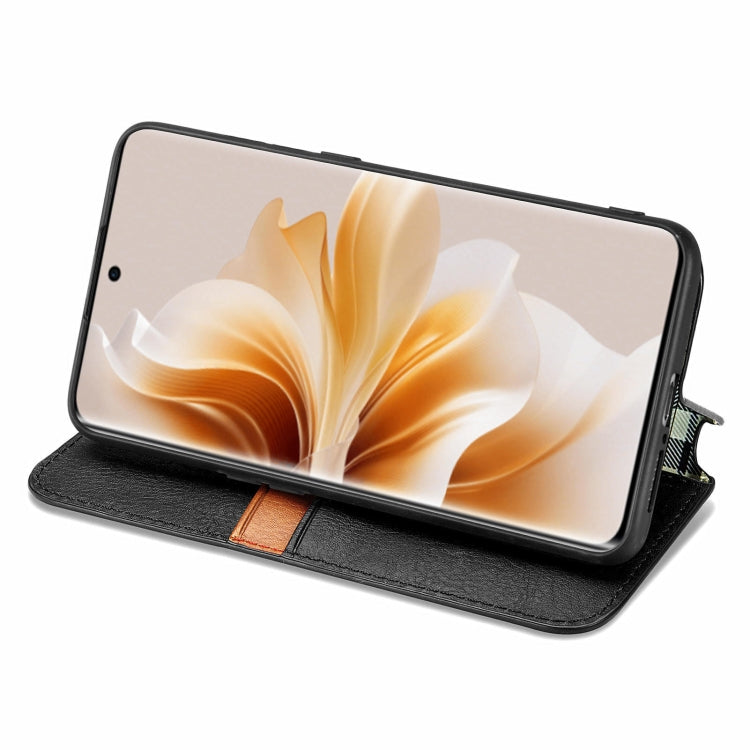 For OPPO Reno11 5G EU Cubic Grid Pressed Magnetic Leather Phone Case