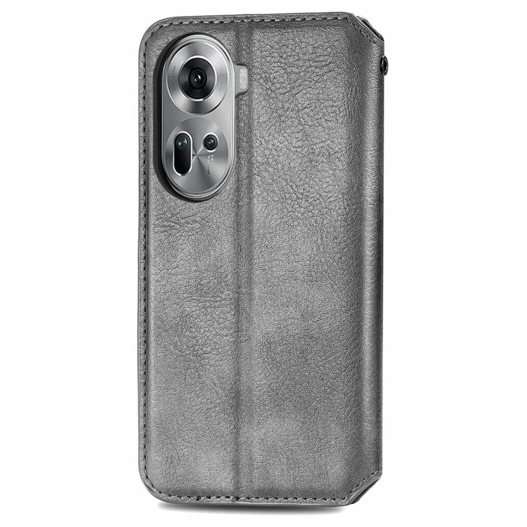 For OPPO Reno11 5G EU Cubic Grid Pressed Magnetic Leather Phone Case