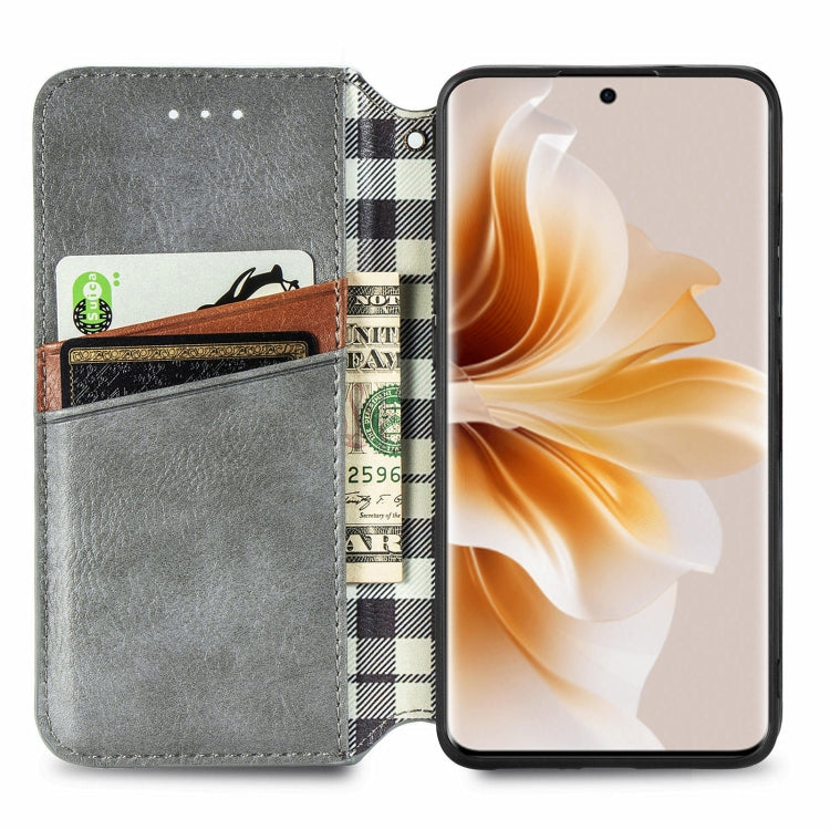 For OPPO Reno11 5G EU Cubic Grid Pressed Magnetic Leather Phone Case