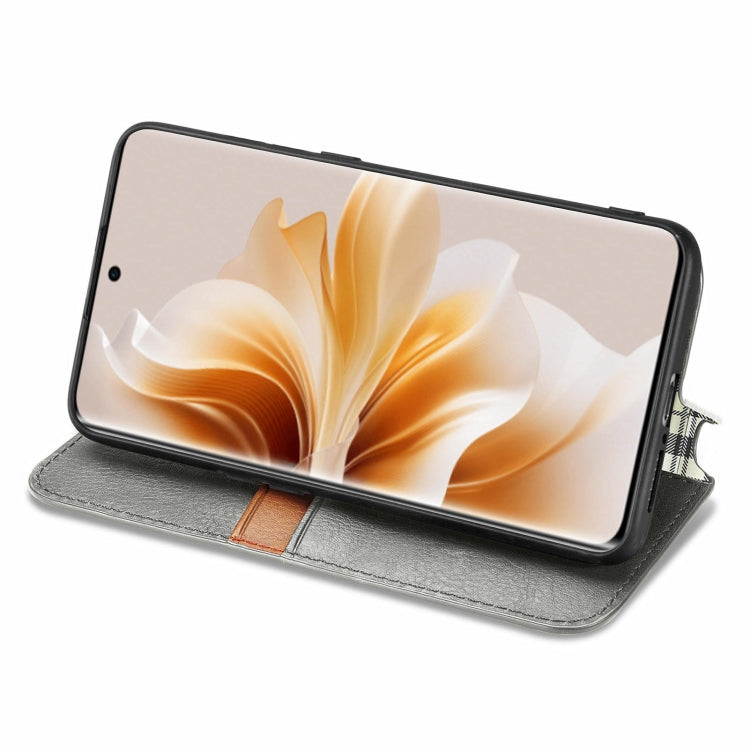 For OPPO Reno11 5G EU Cubic Grid Pressed Magnetic Leather Phone Case