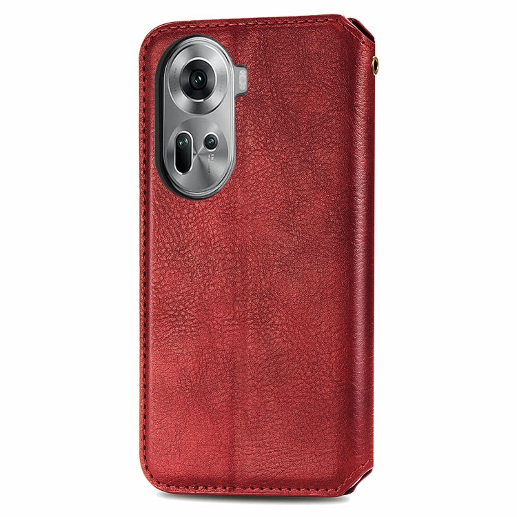For OPPO Reno11 5G EU Cubic Grid Pressed Magnetic Leather Phone Case