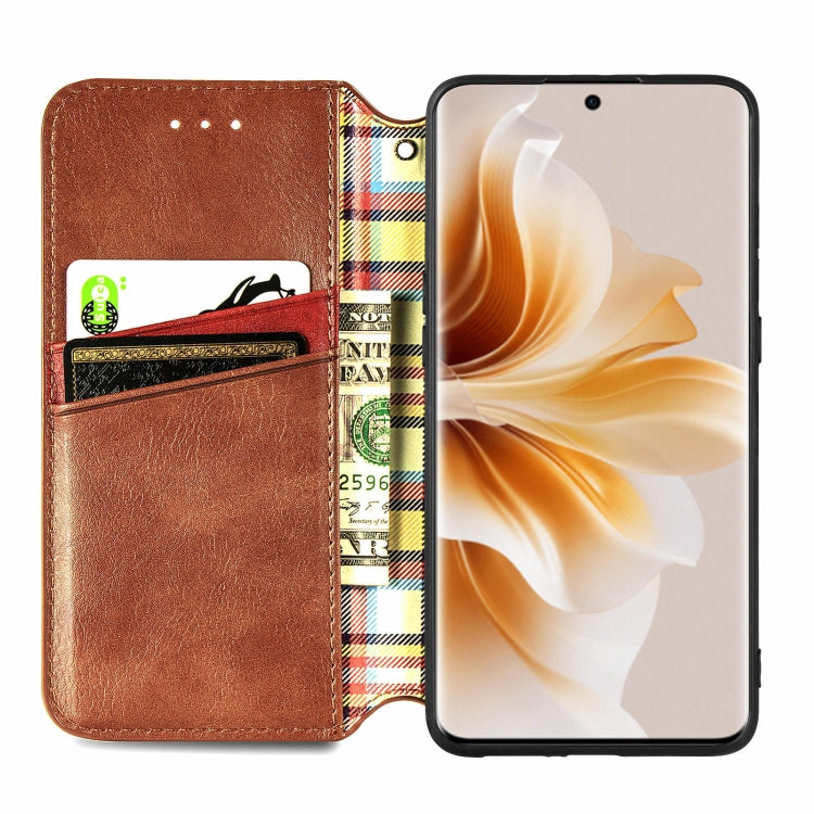 For OPPO Reno11 5G EU Cubic Grid Pressed Magnetic Leather Phone Case