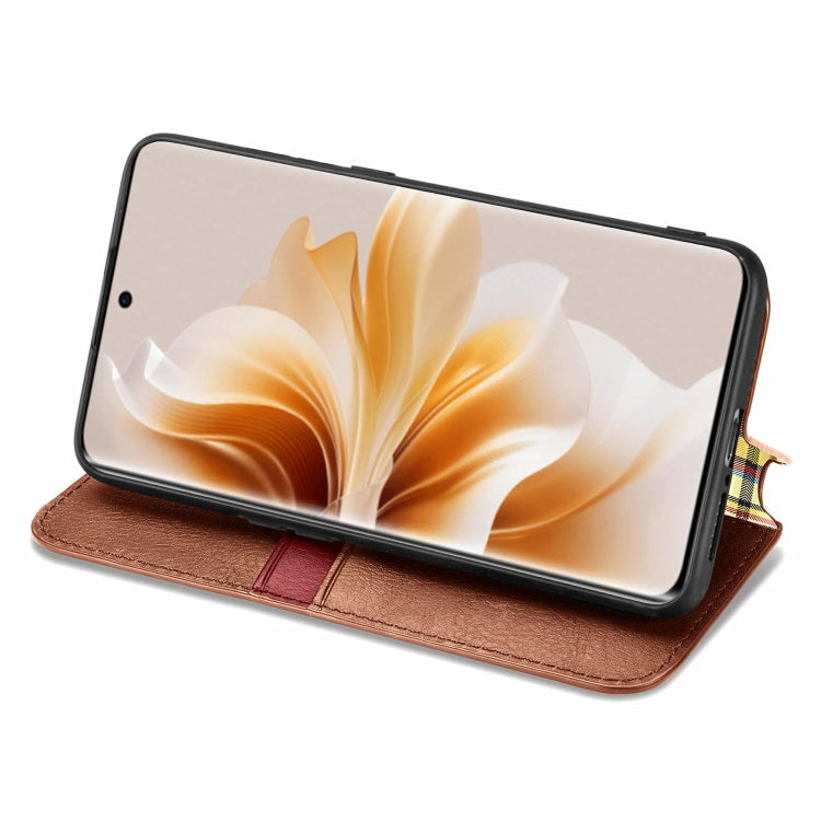 For OPPO Reno11 5G EU Cubic Grid Pressed Magnetic Leather Phone Case