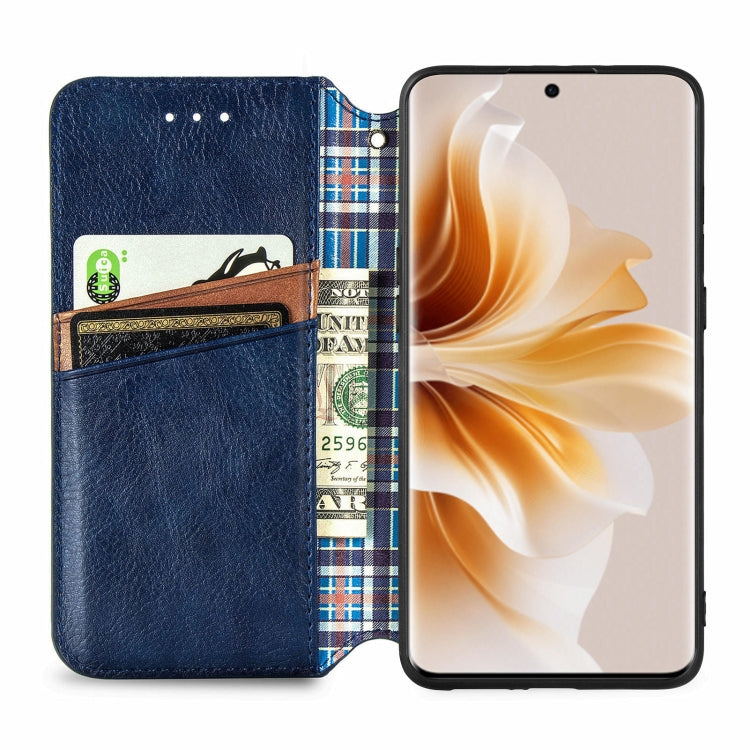 For OPPO Reno11 5G EU Cubic Grid Pressed Magnetic Leather Phone Case