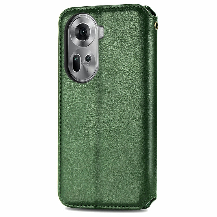 For OPPO Reno11 5G EU Cubic Grid Pressed Magnetic Leather Phone Case