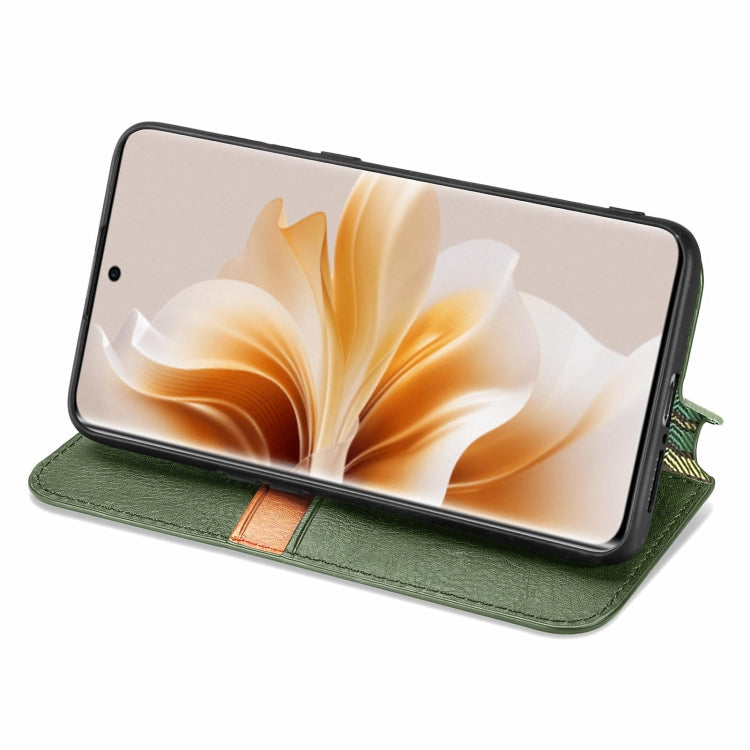 For OPPO Reno11 5G EU Cubic Grid Pressed Magnetic Leather Phone Case