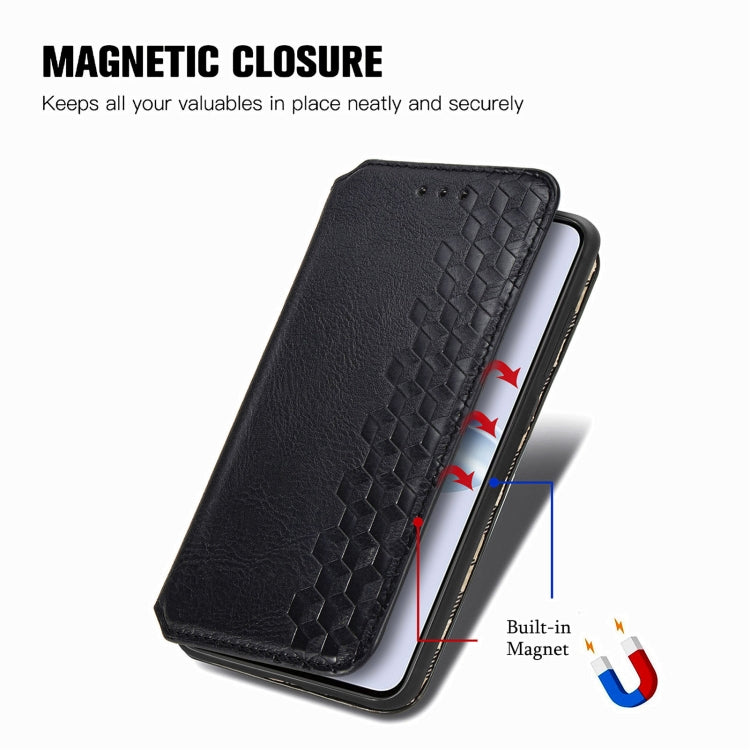 For OPPO Reno11 F 5G Cubic Grid Pressed Magnetic Leather Phone Case