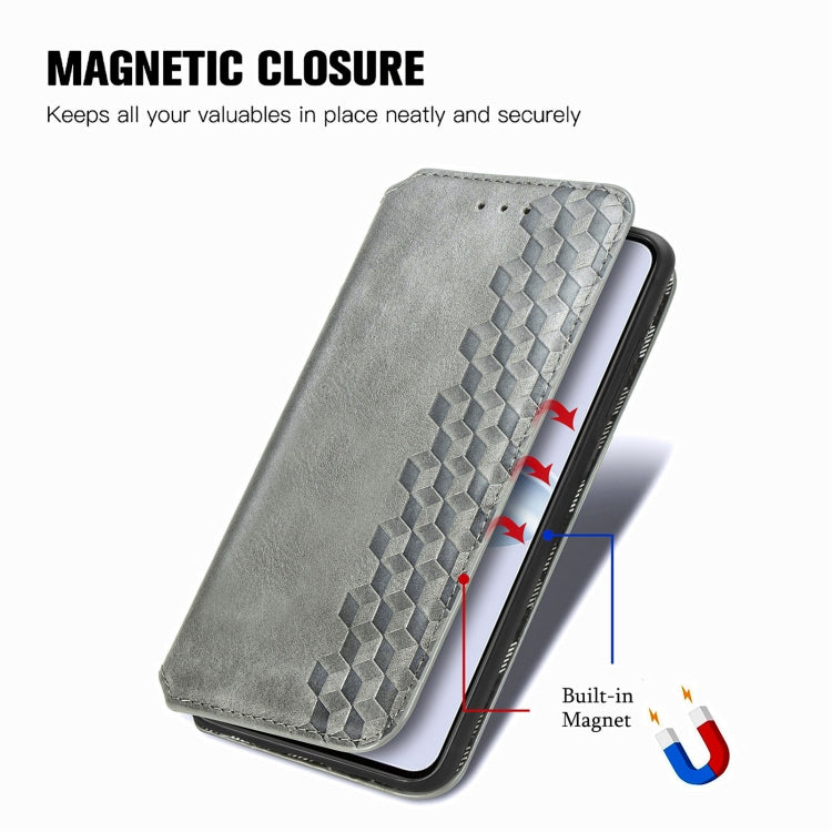 For OPPO Reno11 F 5G Cubic Grid Pressed Magnetic Leather Phone Case
