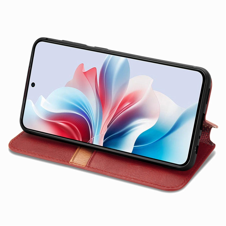 For OPPO Reno11 F 5G Cubic Grid Pressed Magnetic Leather Phone Case
