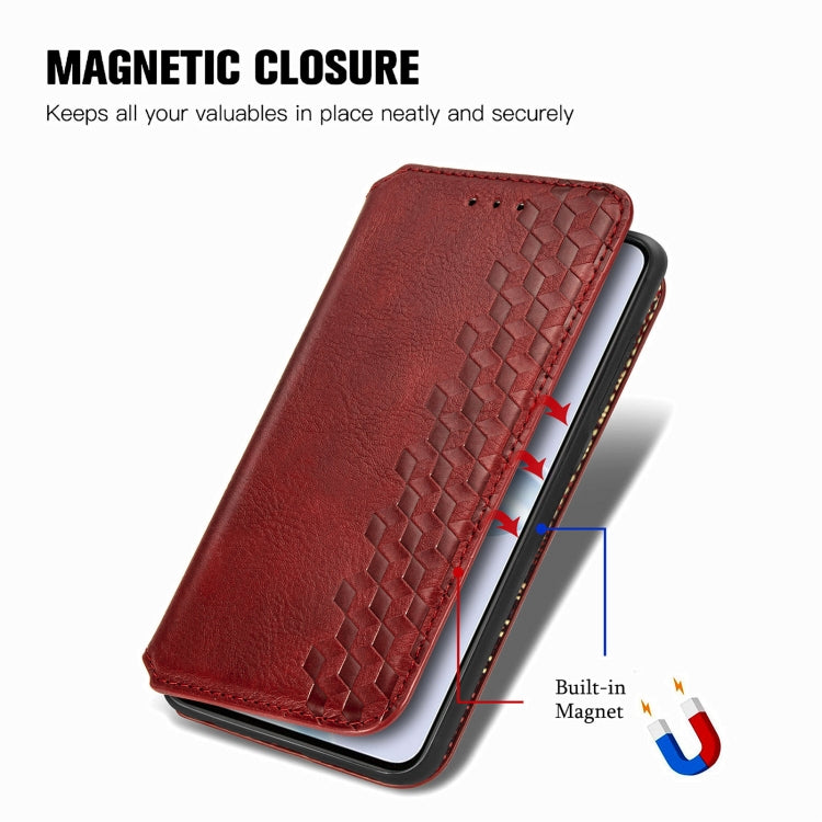 For OPPO Reno11 F 5G Cubic Grid Pressed Magnetic Leather Phone Case