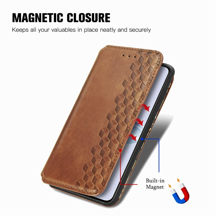 For OPPO Reno11 F 5G Cubic Grid Pressed Magnetic Leather Phone Case