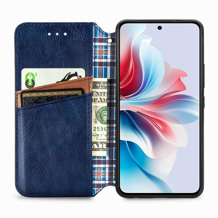 For OPPO Reno11 F 5G Cubic Grid Pressed Magnetic Leather Phone Case