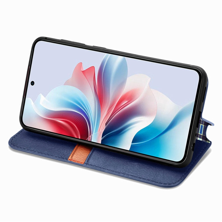 For OPPO Reno11 F 5G Cubic Grid Pressed Magnetic Leather Phone Case