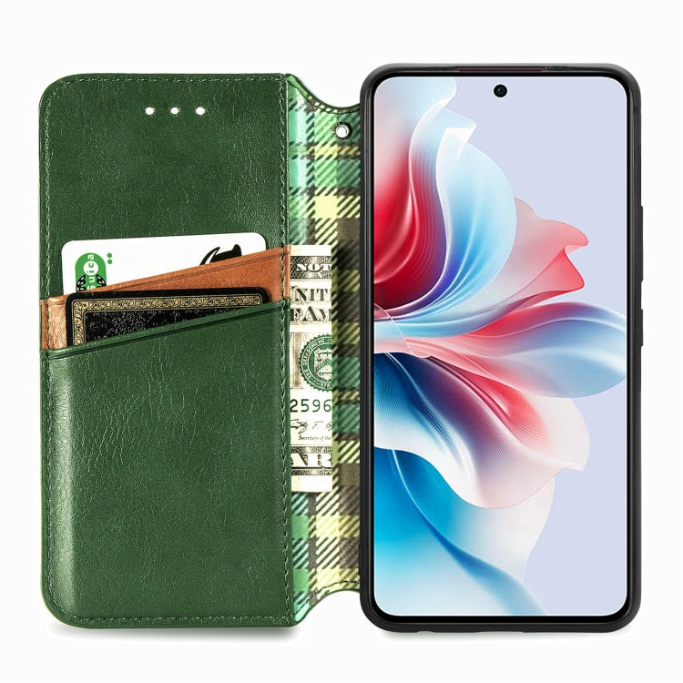 For OPPO Reno11 F 5G Cubic Grid Pressed Magnetic Leather Phone Case