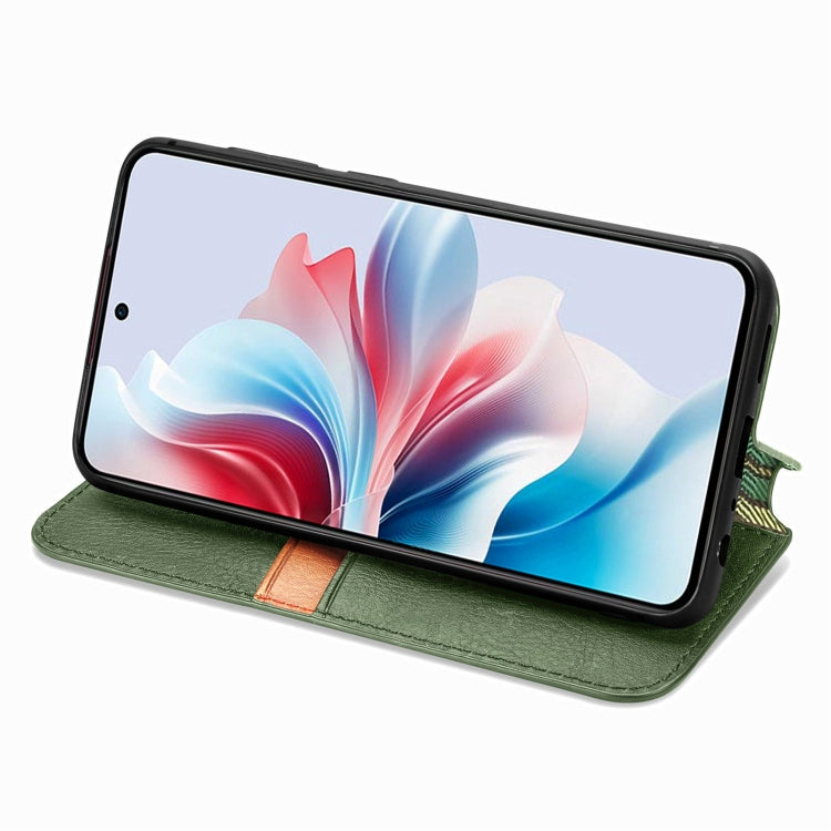 For OPPO Reno11 F 5G Cubic Grid Pressed Magnetic Leather Phone Case