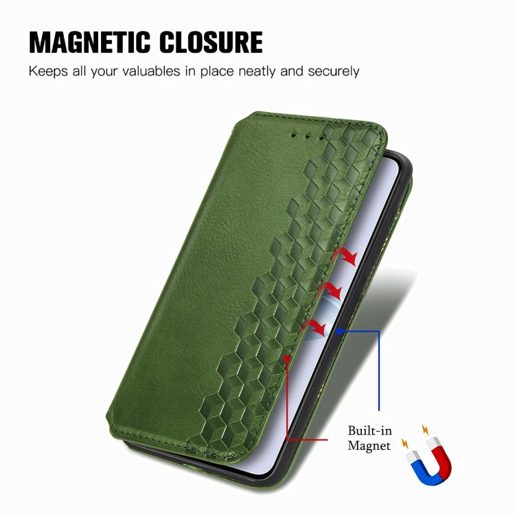 For OPPO Reno11 F 5G Cubic Grid Pressed Magnetic Leather Phone Case