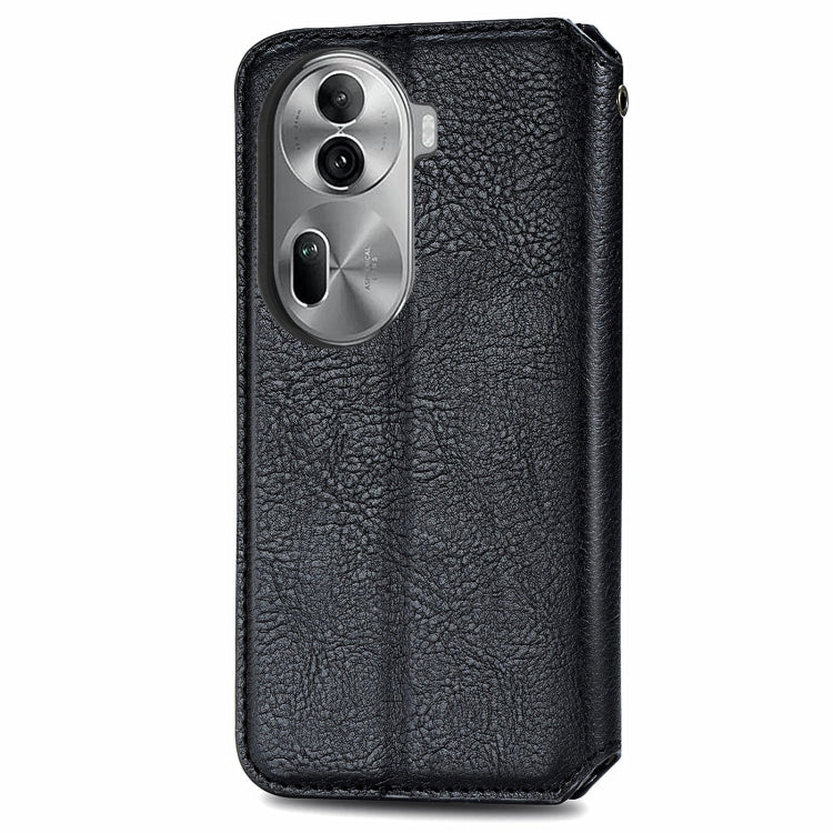 For OPPO Reno11 Pro 5G EU Cubic Grid Pressed Magnetic Leather Phone Case