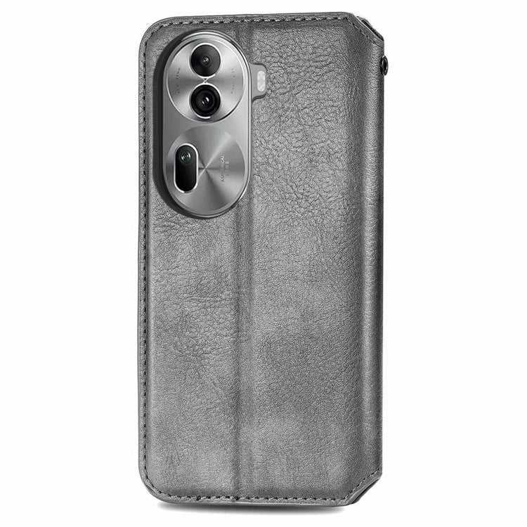 For OPPO Reno11 Pro 5G EU Cubic Grid Pressed Magnetic Leather Phone Case