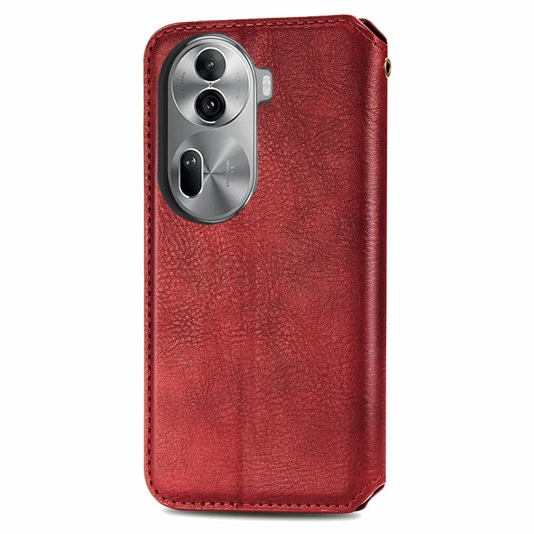 For OPPO Reno11 Pro 5G EU Cubic Grid Pressed Magnetic Leather Phone Case