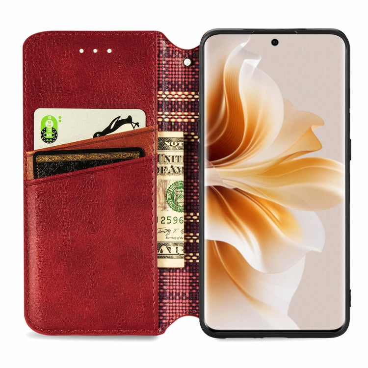 For OPPO Reno11 Pro 5G EU Cubic Grid Pressed Magnetic Leather Phone Case