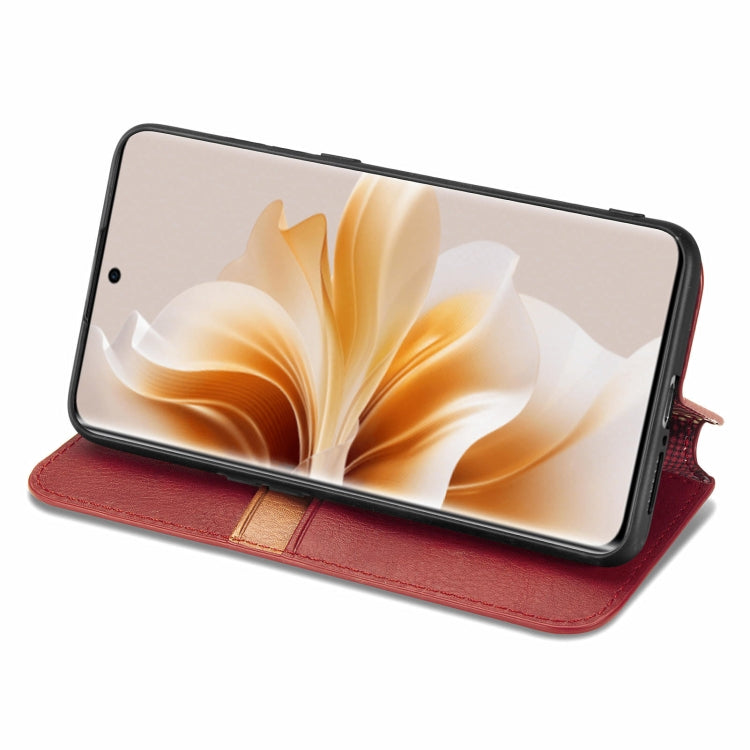 For OPPO Reno11 Pro 5G EU Cubic Grid Pressed Magnetic Leather Phone Case