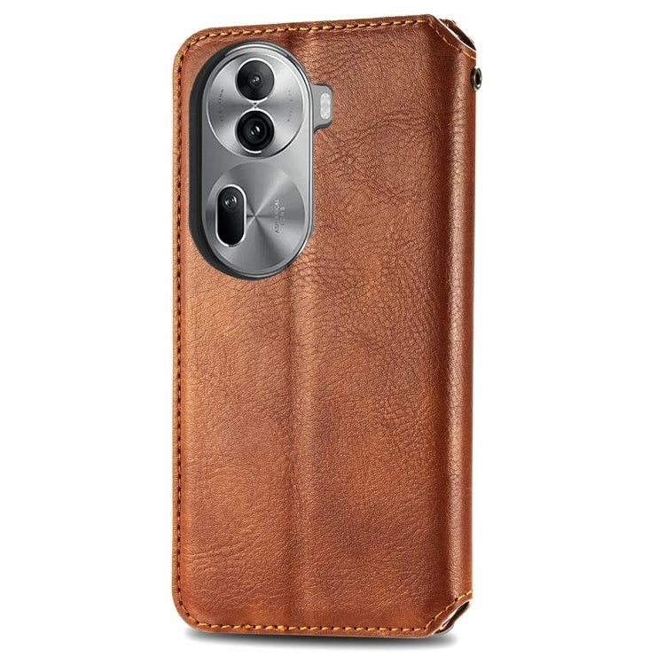 For OPPO Reno11 Pro 5G EU Cubic Grid Pressed Magnetic Leather Phone Case