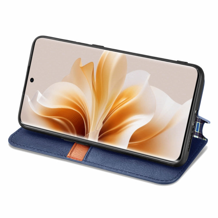 For OPPO Reno11 Pro 5G EU Cubic Grid Pressed Magnetic Leather Phone Case